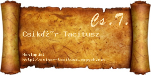 Csikár Tacitusz névjegykártya